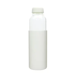 Narrow Mouth Portable Leak Proof Borosilicate Clear 500ml Glass Water Bottle Drink with Silicone Sleeve