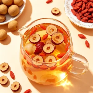 Natural Arillus Longan Jujube Wolfberry Herbal Tea 100% Pure Botanical Mixed Wellness Tea Sugar Free Caffeine Free Tea Bag