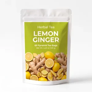 Natural Lemon Ginger Herbal Tea 100% Natural Ingredients Hand made Blend of Lemon and Ginger Eco conscious Tea Bags