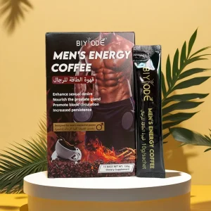 Natural Menpower Organic Male Maca Booster Instant Power Coffee Supplement Black Herbal Men Energy Coffee Powder