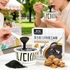 Natural Nourishing Mixed Chinese Yam Blended Cereal Replacement Instant Sweet Walnut & Black Sesame Paste 24 Cups Box