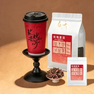 Natural Rose Aroma Puer Tea 300g Bulk Leaf Tea Raw Material For Milk Boba Tea Making