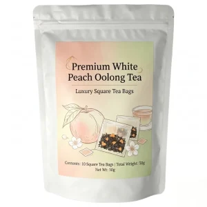 Natural White Peach Oolong Tea Aromatic Fruit Flavored Oolong Tea Pyramid Square Tea Bags 50g for Daily Drink