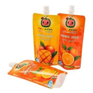New Design Customized Printing Packaging Bags with Logo PET PE Plastic Material Mango Orange Juice Spout Pouch
