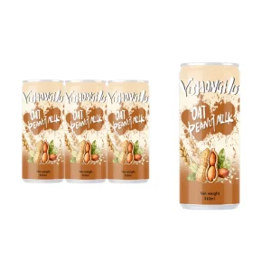 Newly 310ml Aluminum Cans Oat & Peanut Cacao Drinks Low-Fat Fortified Calcium Vitamin D Customizable Logo Label