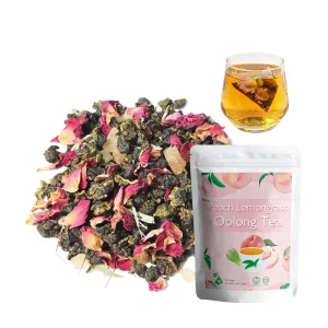 Non GMO Premium Iced Fruit Tea White Peach Oolong Tea Peach Lemongrass Oolong Herbal Tea