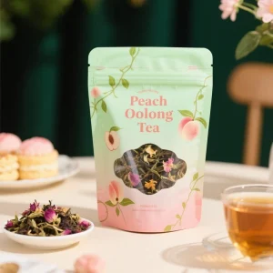 ODM Accept Customized Smell Proof Stand up Pouch with Shaped Window for White Peach Oolong Poor Tea Bag