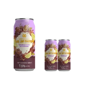 OEM Beverage Grape Flavor Carbonated Alcoholic Canned & Bottled 7.5% ABV 500ML Customized Cocktail Drinks