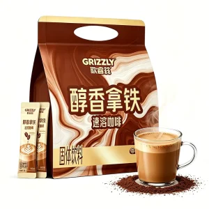 OEM Custom 3 in 1 Latte Instant Coffee Grizzl 10g Stick 30 Sticks Bag Portable Easy Brew Factory Direct