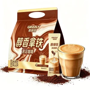 OEM Custom 3 in 1 Latte Instant Coffee Grizzly 19g Stick 20 Sticks Bag Portable Easy Brew Factory Direct