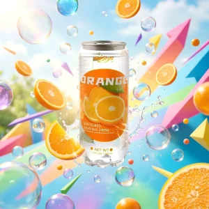 OEM Custom 350ML Transparent PET Cans Fruity Soda Orange Flavor Carbonated Sparkling Drinks