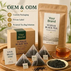 OEM Organic 100% Natural Yunnan Black Tea Loose Tea Bags 3g bag Premium Box Packaging Slimming Health Tea