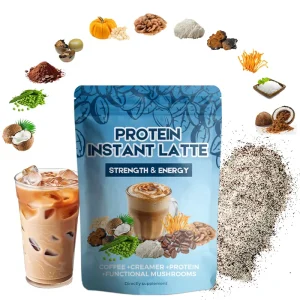 OEM Private Label Protein Instant Latte Smooth Coffee Flavor Keto Friendly High Protein Latte Coffee with Functional Mushrooms