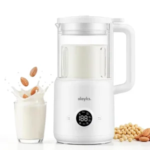 Olayks 8 in 1 Nut Milk Maker Machine 12 Blades 18 Hour Delay Start Glass Container Overheat Protection 20Oz Capacity for Milk