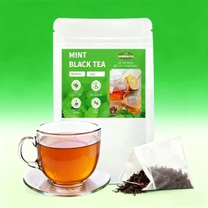 Organic Mint Black Tea Slimming Herbal Tea for Digestive Health & Daily Relaxation 20 Bags