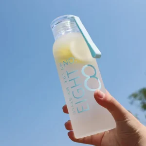 Outdoor Sports Multi color High Borosilicate Frosted Clear Glass Leak Proof Reusable 450ml Water Bottle with Custom Logo
