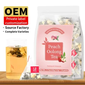 Peach Oolong Tea Bags Natural Refreshing Dried Fruit Peach Apple Fruit Flavor Tea for Women Beauty and Skin Care