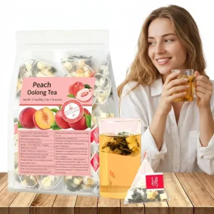 Peach Oolong Tea Bags Pyramid Dried Peach Apple Blended Fruity Flavor Health Tea Hot Cold Brew Digestive Beauty Sachet OEM
