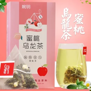Peach Oolong Tea Triangle Bag Tea 20 Bags Sugar Free 70g Handmade Health Tea with Dried Apple Chips