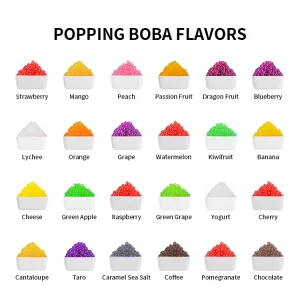 Popular 1kg OEM Multiple Fruit Flavor Boba Strawberry Lychee Mango Blueberry Peach Passion Fruit Popping Pearls Boba