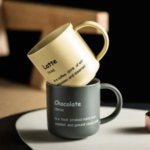 Porcelain Coffee Mugs Set of 2 15 OZ Ceramic Mug with Handle for Cappuccino Espresso Cocoa Milk Microwave Safe Gray and Yellow
