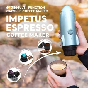 Portable 3-in-1 Rocket Shaped Wireless Capsule Espresso Coffee Machine with Heating Function for Indoor Outdoor Use