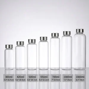 Portable High Borosilicate Custom Glass Water Bottle with Logo Printing Food Grade for Cold Waterand Juice