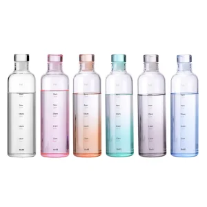 Portable Large Capacity Glass Lid Small Mouth Borosilicate Clear Glass Water Bottle