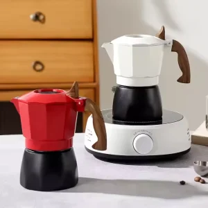 Portable Outdoor Camping Espresso Maker New Double Valve Italian Stovetop Moka Pot With Lid for Coffee Brewing