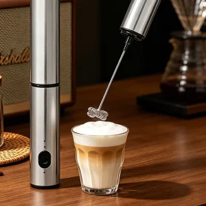 Portable Travel Frother Electric Milk Foamer for Latte Cappuccino Hot Chocolate Drink Mixer with Mini Whisks and USB Base