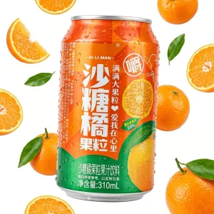 Premium 310ml Mandarin Orange Pulp Drink in Easy-Open Can Ideal for Cafes Retail Chains OEM/ODM Accepted