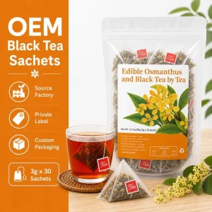 Premium Edible Osmanthus Black Tea Floral Herbal Tea Sachets 90g Pack OEM Private Label Factory Supply Global Trade