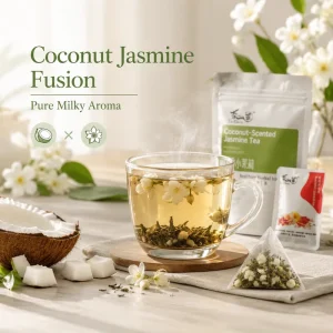 Private Label Coconut Jasmine Tea 114g 12 Bags Phoenix Tail Silver Needle White Tea Mixed Jasmine Petals Health Tea
