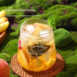 Private Label Fragrant Peach Oolong Tea with Real Apple & Peach Bits Pyramid Tea Bags Individually Wrapped 20 Bags