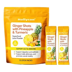 Private Label Ginger Shots with Pineapple & Turmeric Superfood Juice Powder Pineapple Ginger Juice Powder Supports Gut & Immune