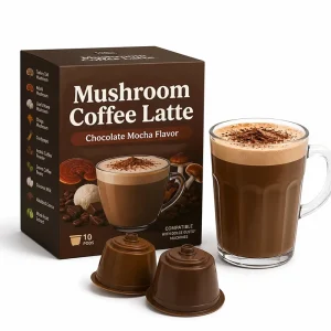 Private Label Mushroom Arabic Coffee Chaga Reishi Cordyceps Chocolate Mocha Mushroom Coffee Latte Dolce Gusto Pods