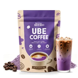 Private Label Purple Yam Latte Powder with Arabica Coffee for Drink 100g 180g bag UBE Coffee