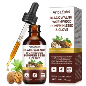 Promotes Gut Balance Black Walnut Wormwood Pumpkin Seed and Clove Garlic Extract 20-In-1 Liquid Drops