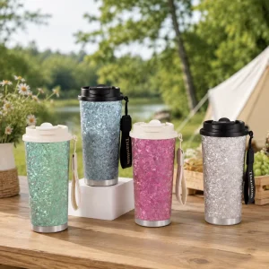 Pure Titanium Water Bottle 500ml Double Layer Insulated Coffee Cup Leakproof Portable Titanium Mug for Business Office