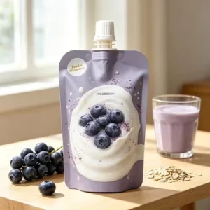 Recyclable Blueberry Milk Mono PE Spout Pouch Custom Printed Food Grade Aluminum Foil Drink Liquid Packaging Bag for Child
