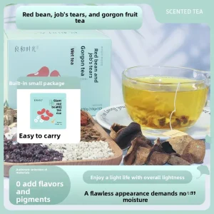 Red Bean Coix Seed Gordon Euryale Herbal Scented Tea Bags 100g (10g*10 Bags) Women’s Health Caffeine Boxed Packaging 360 Day
