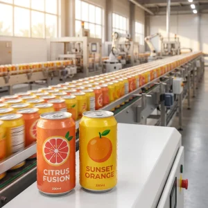 Refreshing Fruit Flavored Carbonated Drink Private Label Real Juice Formula Contract Canning 330ml Aluminum Canned Soft Soda