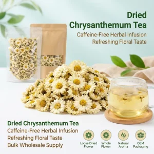 Relaxing Wellness Herbal Infusion Antioxidant Rich Cooling Effect Caffeine Free Loose Dried Flower Bulk Dried Chrysanthemum Tea