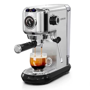 Semi Automatic Espresso Coffee Maker Barista Cappuccino Stainless Steel Pump Programmable Cup Warmer Milk Foam Maker 1450W
