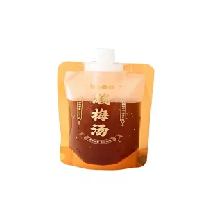Sour Plum Soup Stand Up Spout Pouch Mint Water Beverage Takeaway Commercial Sugarcane Juice Dispensing Straw Food Grade Spout