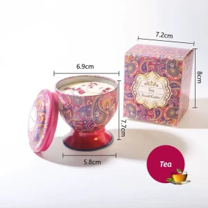 Soy Wax Aromatherapy Handmade Classical Dried Flower Scented Candle Oil Metal Jar Long lasting Wedding Birthday Gift
