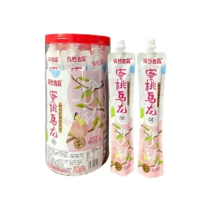 Squeezable Fruit Jelly Pouch with Nata de Coco Peach Oolong Tea Flavor Drinkable Jelly Snacks