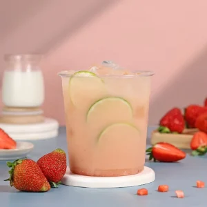 Strawberry Lactobacillus Drink Ingredients Strawberry Jam Green Tea Lactobacillus Bubble Tea Topping Yogurt Popping Boba