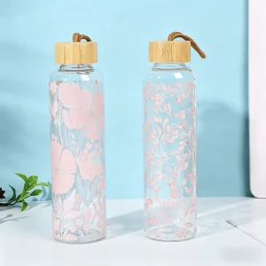 Sustainable Portable Glass Water Bottle Bamboo Lid with Rope for Direct Drinking and Boiling Water