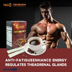 TBG OEM Custom Instant Maca Powder Black Coffee with Spices Herbs Flavor Bitter Sugar Free Energy Boost for Men